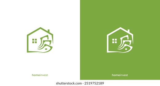 Design de logotipo de investimento doméstico. Casa e dinheiro caso com estilo minimalista. Logotipo de aluguel de propriedade, Ícone, Símbolo, Vetor, Design, Inspiração.