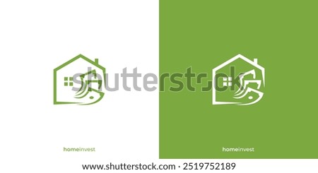Home Invest Logo Design. Home and Case Money with Minimalist Style. Property Rent Logo, Icon, Symbol, Vector, Design, Inspiration.