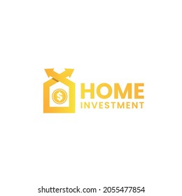 Home investment logo design template, house and arrow icon.