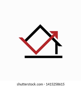 home investment logo simple black red arrow icon or sign vector graphic design template idea