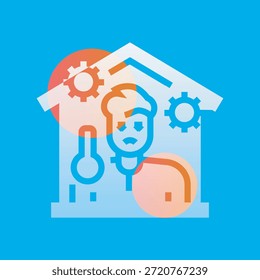home isolation glassmorphism illustration. Transparency blur elements. Ui layered design. Vector isolated element. 