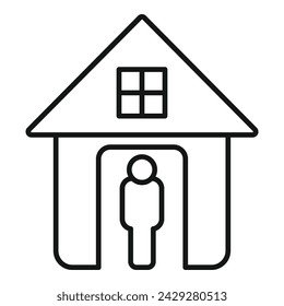 Home isolation icon outline vector. Avoid social contact. Shake close gesture