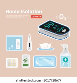 Home isolation kit for Patient Treat COVID-19 at home. Self Care Treatment.
