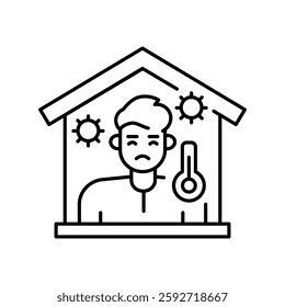 home isolation line icon. Vector isolated element. Editable stroke.
