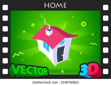 Icon für Home isometrisches Design. Vektorgrafik, Web-Illustration. 3D-Farbkonzept