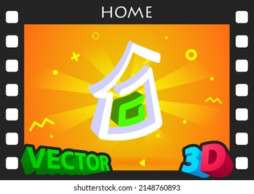 Home isometric design icon. Vector web illustration. 3d colorful concept