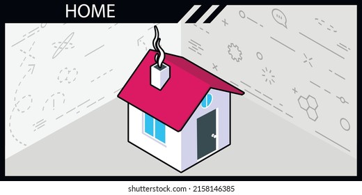 Home isometric design icon. Vector web illustration. 3d colorful concept