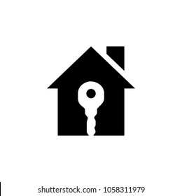 Home and Key, apartment security, safe, flat, house unlock safety door lock icon vector symbol illustration pictogram logo template