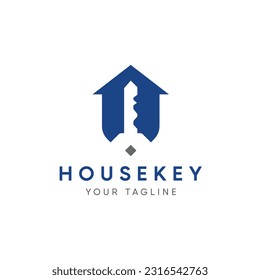 Home and key design with negative space technique, on white background. Can be used for web and print. Vector EPS 10