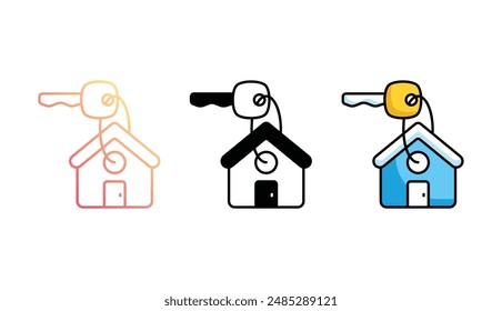 Diseño de icono de llave de casa con fondo blanco ilustración de stock