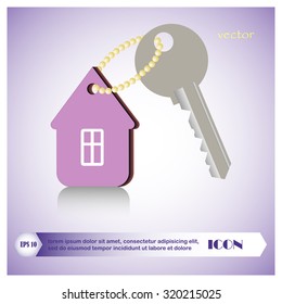 home and key icon, real estate