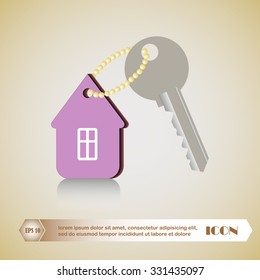 home and key icon, real estate