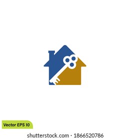home and key icon symbol logo template