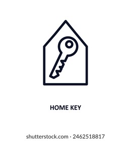 icono de la llave de inicio. Icono de llave de inicio de línea delgada de la colección de construcción. Vector de contorno aislado sobre fondo blanco. El símbolo de la llave de inicio editable se puede utilizar en el Web y el móvil