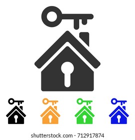 Home Key icon. Vector illustration style is a flat iconic home key symbol with black, gray, green, blue, yellow color variants. Designed for web and software interfaces.