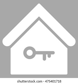 Home Key icon. Vector style is flat iconic symbol, white color, silver background.