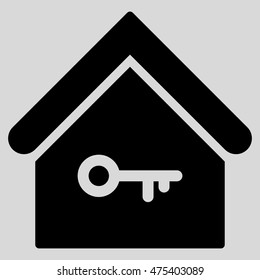 Home Key icon. Vector style is flat iconic symbol, black color, light gray background.