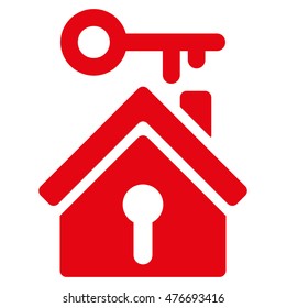 Home Key icon. Vector style is flat iconic symbol, red color, white background.