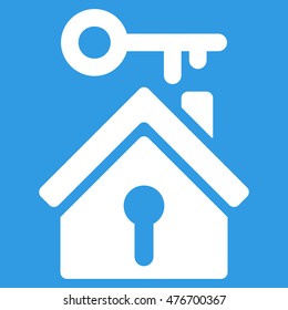 Home Key icon. Vector style is flat iconic symbol, white color, blue background.