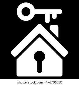 Home Key icon. Vector style is flat iconic symbol, white color, black background.