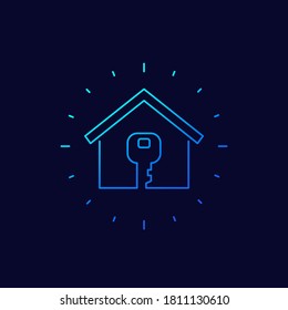 home and key line icon, vector