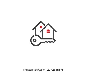 Home Key Logo Concept icon sign symbol Element Design. House, Realtor, Real Estate, Mortgage Logotype. Vector illustration template