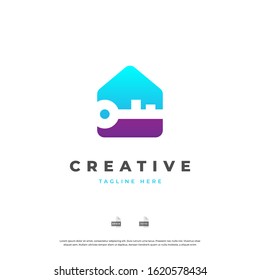 Home with key. Real estate logo design, Vector EPS10