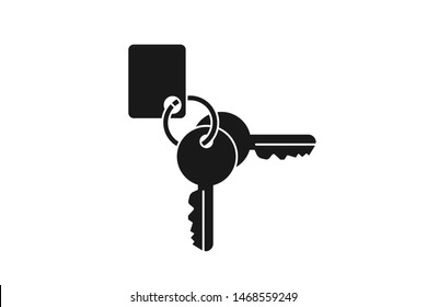 Home key with key ring black icon vector 