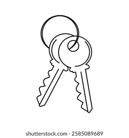 home key ring outline vector design illustration