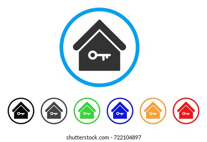 Home Key rounded icon. Style is a flat home key gray symbol inside light blue circle with black, gray, green, blue, red, orange variants. Vector designed for web and software interfaces.