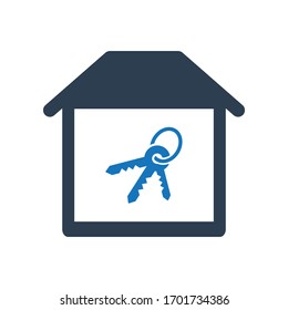 Home-Key-Sicherheitssymbol. Home Security Symbol. Haus mit Schlüssel / Hausbesitzer-Symbol