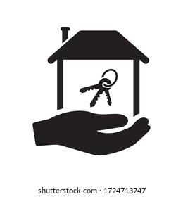 Home key security icon. House with key icon