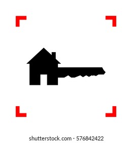 Home Key sign. Black icon in focus corners on white background. Isolated.