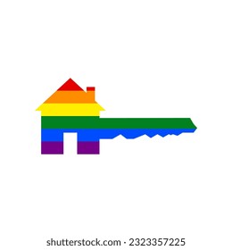 Home Key sign. Rainbow gay LGBT rights colored Icon at white Background. Illustration.