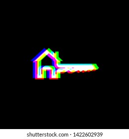 Home Key sign. Red, green and blue unfocused contour icon at black background. Illustration.
