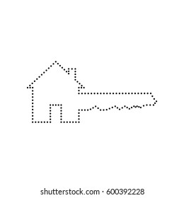 Home Key sign. Vector. Black dotted icon on white background. Isolated.
