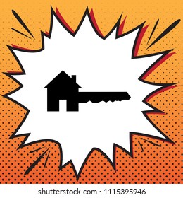 Home Key sign. Vector. Comics style icon on pop-art background.