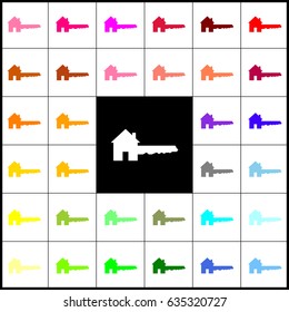 Home Key sign. Vector. Felt-pen 33 colorful icons at white and black backgrounds. Colorfull.