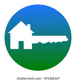 Home Key sign. Vector. White icon in bluish circle on white background. Isolated.
