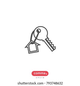 Home key vector icon, real estate symbol