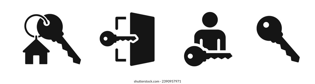 Home key vector icons. Personal key icons. Password concept icons.