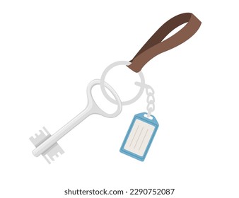 Home keychain with key and tag vector illustration isolated on white background