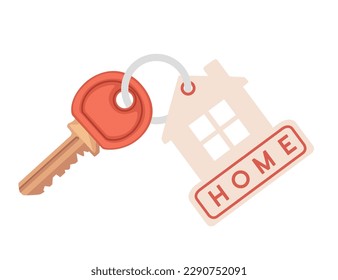 Home keychain with key vector illustration isolated on white background