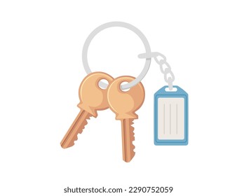 Home keychain with keys and tag vector illustration isolated on white background