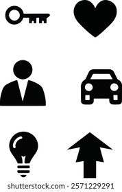 Home key,heart shape, car,arrows set of icon design, silhouette style 