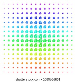 Home Keyhole icon spectrum halftone pattern. Vector home keyhole objects organized into halftone grid with vertical rainbow colors gradient. Designed for backgrounds, covers and abstraction effects.