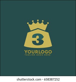 Home King Logo Design Element. Letter 3