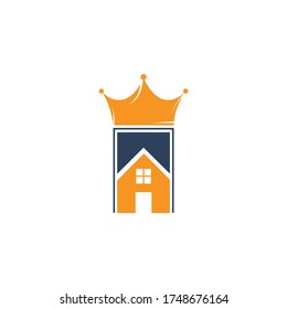 Home king vector logo design. Creative home and crown vector logo design concept.