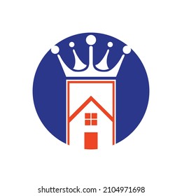 Home king vector logo design. Creative home and crown vector logo design concept.