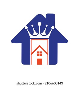 Home king vector logo design. Creative home and crown vector logo design concept.